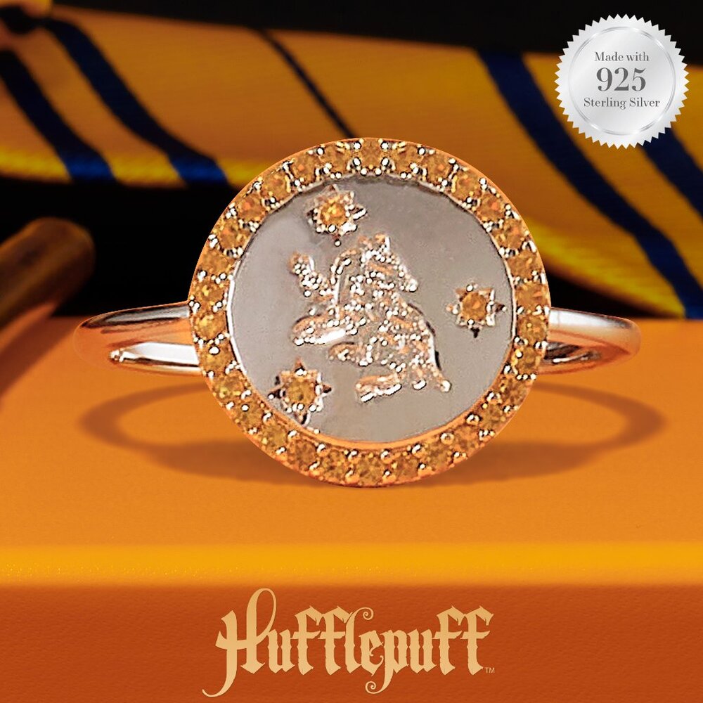 Harry Potter Hogwarts Pride Hufflepuff ring, 925 Sterling Silver